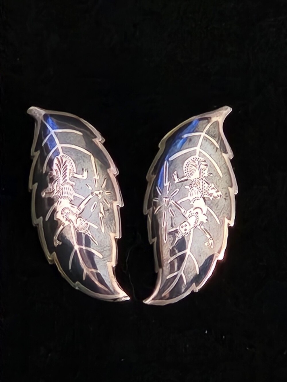 Beautiful Vintage Siam Sterling Silver Clip-on Earrings